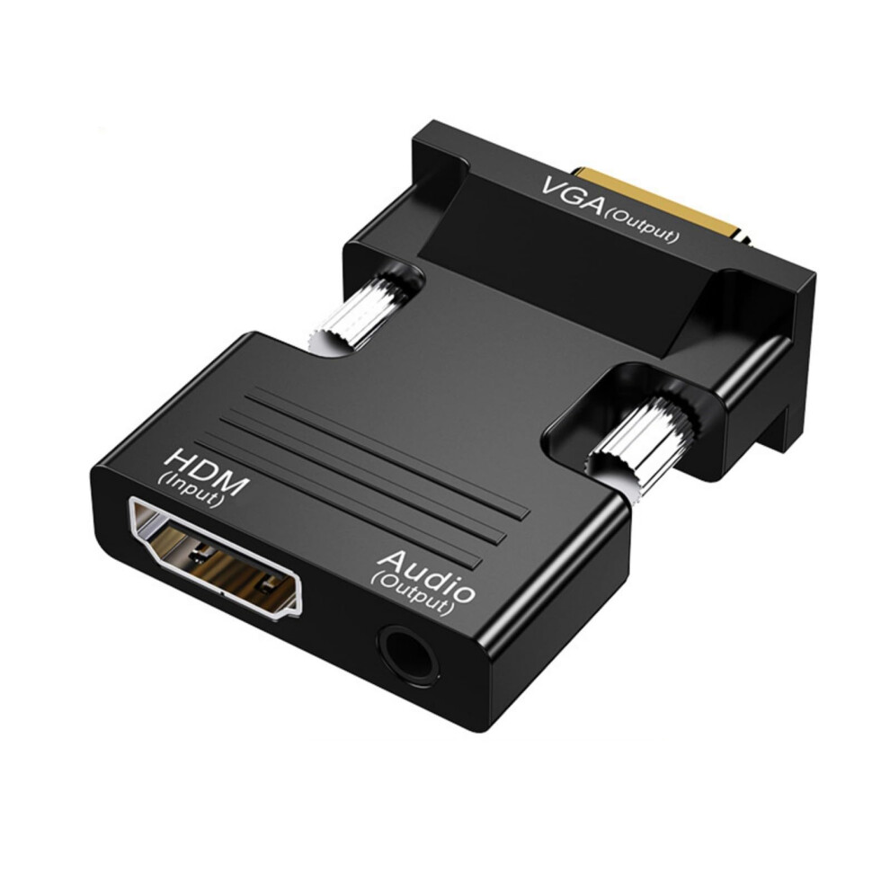 1080P Hdtv Female To Vga Male Converter Dongle Hdmi To Vga Adapter With 3.5Mm Audio Output For Computers Black 9365049454971