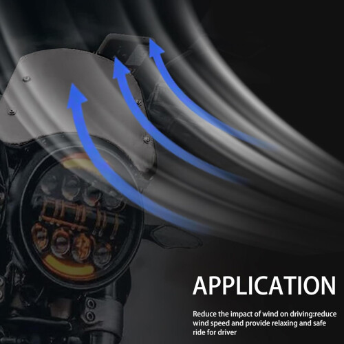Para-brisa para motocicleta com faróis de 5 a 7 polegadas, pilotagem mais segura com para-brisa e plástico ABS durável, para-brisa universal 2