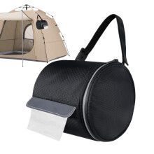 Covered Toilet Paper Holder Waterproof Camping Toilet Paper Bag with Straps Black