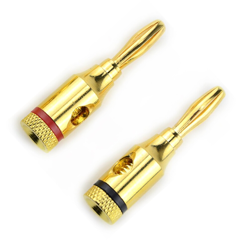 Speaker Cable Connectors W/ Open Screw Terminals, Banana Plugs 4 Amplifier Systems Featuring 24K Plated Contacts & Color Coded Polarity Rings Gold 9139052751019