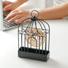 Mosquito Coil Holder Iron Metal Fireproof Mosquito Ash Storage Deepened Groove Durable Bracket Long-Handled Silicone Spatula For Living Room Bedroom D