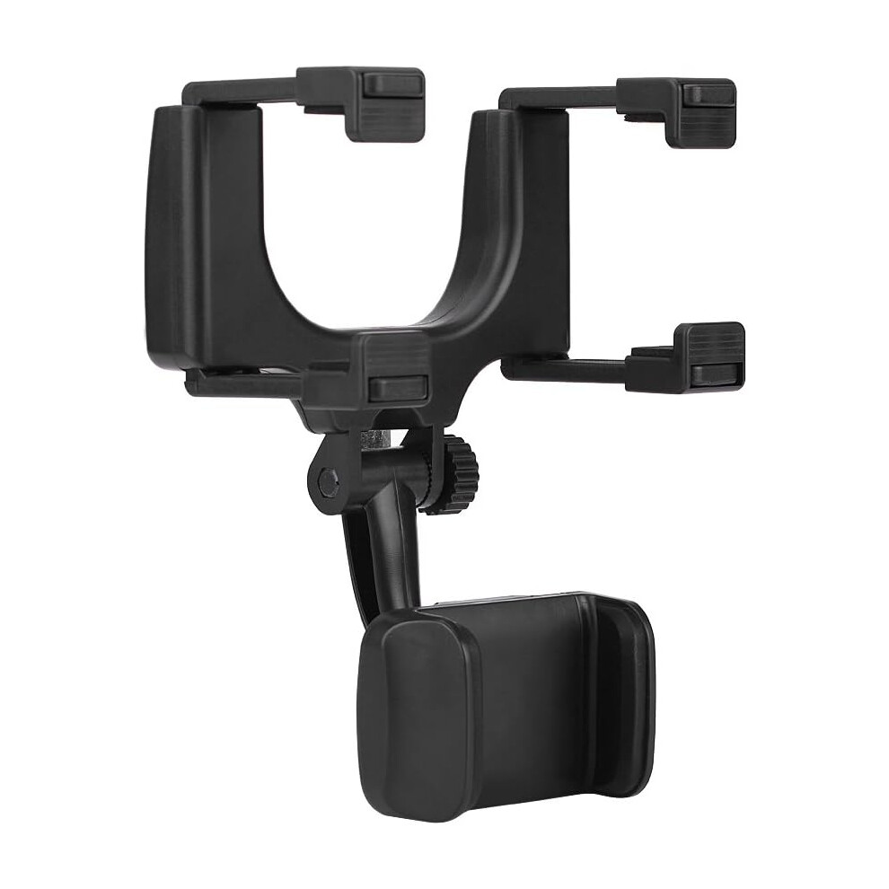 Universal Smartphone Cradle, 360 Degree Rotation Vehicle Rear View Mirror Mount With Spring Design Grip For Devices Between 1.95-3.55 Inches 9139052739475