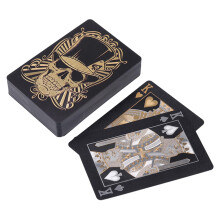 Skull Playing Cards Black Embossed Poker Deck with Storage Box PVC Cards