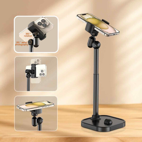 Support de téléphone ajustable pour bureau, rotation à 360 avec angle réglable, support rétractable compatible iPhone, Android et Samsung. 2