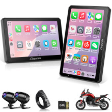 Carpuride W712D Carplay screen for motorcycle with 1080P HD Dash Cam Front and Rear