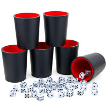 Leather Dice Cup Set, Includes 6 Dice Shakers and 36 White Dice for Yahtzee Farkle Dice Game