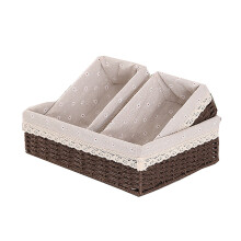Handmade Decorative Storage Baskets Set Metal Wire Eco-Friendly Wicker Baskets For Home Organization With Liner, Ideal For Kitchen Bedroom Bathroom Sh