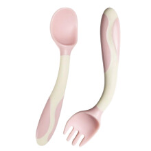 Baby Fork and Spoon Set  First Stage Baby Spoon  Ergonomic Grip Learning Utensils