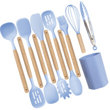 User Friendly Food Grade Silicone Utensils Set Scratch-Blue