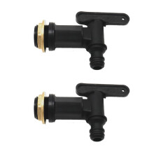 2Pcs Water Butt Tap with Brass Seal Replacement Rain Water Collection Tap for Garden Home Fit 3/4' Thread Adapter