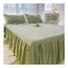1 singlecolor bed skirt with lace, fitted sheet with ruffles, Queen/King Bedding Set (Xiqinlv)