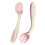 Silicone Feeding Spoon and Fork  Ergonomic Grip First Stage Learning Set Pink 1