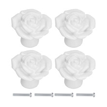 Vintage Rose Knob Ensemble, Høj Kvalitet Keramisk Dørhåndtag, Enkel Struktur Fastgørelsesskrue Til De fleste Døre Og Skabe