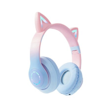 Căști Bluetooth pentru copii, căști Bluetooth cu LED-uri, design cu urechi de pisică și efecte strălucitoare colorate, calitate bună,