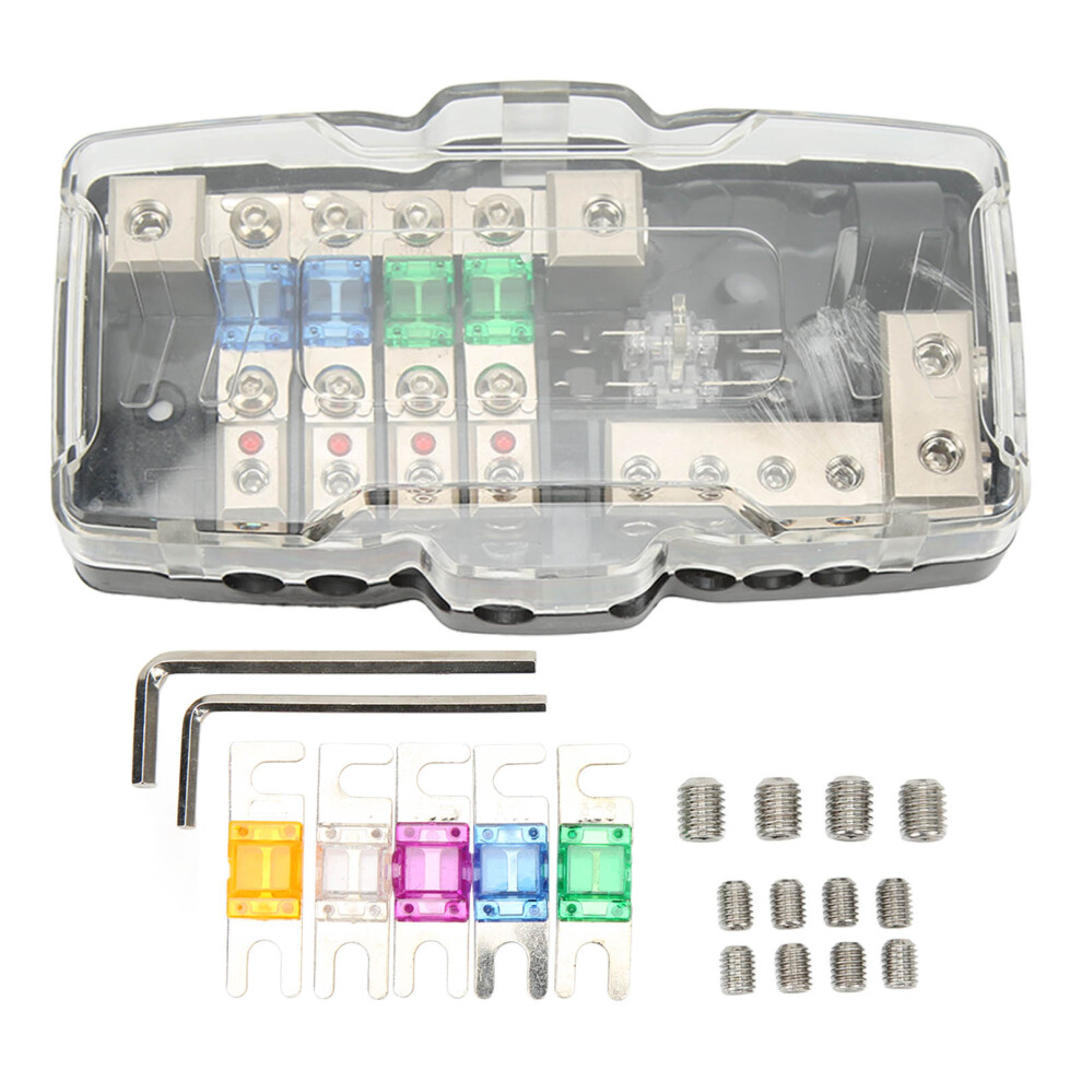 Car Audio Distribution Block Fuse Holder 4 Way Midi Mini Anl Fuse Block Fused Power Distribution Block W/ Indicator Protection Circuit 4 Amp Red 9139052810204