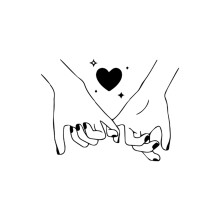 Waterproof Valentines Day Wall Decal Black Heart Holding Hand-3
