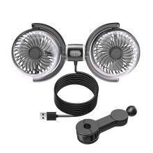 10 Pcs Dual Head Car Fan for Back Seat, USB Rear Seat Fans, 360 Rotatable 3 Speeds