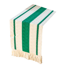 Sturdy Polyester Table Runner Retro-row beard Green on Green