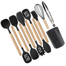 User Friendly Silicone Cooking Utensils Food Grade-Black