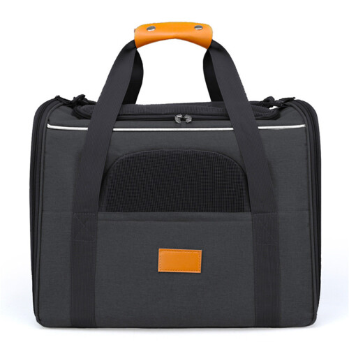 Ventilated Foldable Pet Carriers Strong Oxford Fabric-Black