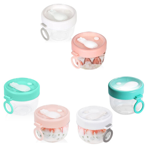 2 Pcs Overnight Oat Containers Leak-proof-white and green 1