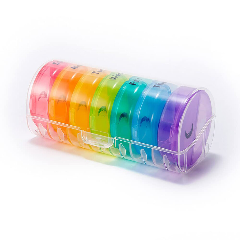 Pill Organizer 7 Day AM PM Round Medicine Tablet Dispenser for Vitamins and Supplements