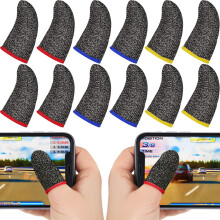 Manicotti per dita da gaming, essenziali per il gaming su dispositivi mobili, fibra d'argento per una migliore risposta del touchscreen, anti-sudore