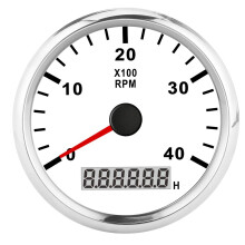 4000 Rpm Digital Meter Stepper Motorboat Tachometer IP67 (White Dial Silver Bezel)