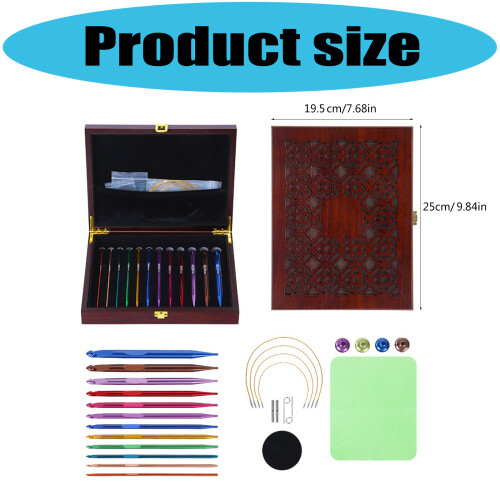 12Pcs Aluminum Tunisian Crochet Hook Interchangeable Circular 2