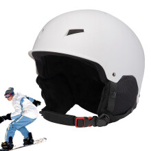 Ski Safety Hat, Snowboard Safety Hat, Protective Helmet, Adjustable Protection, Breathable with Glasses Clip White L