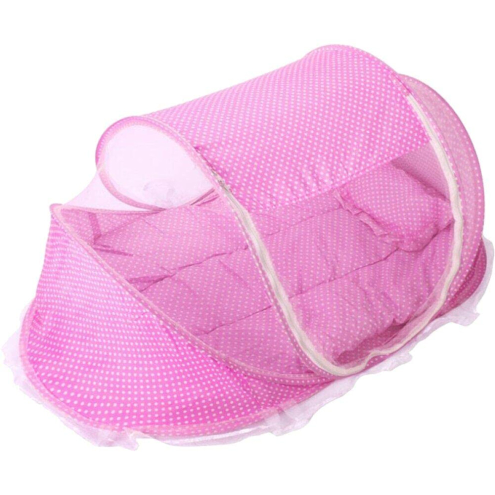 Folding Baby Crib Mosquito Net, Density Mesh, Portable Bassinet Net, Fits Standard Cribs Pink