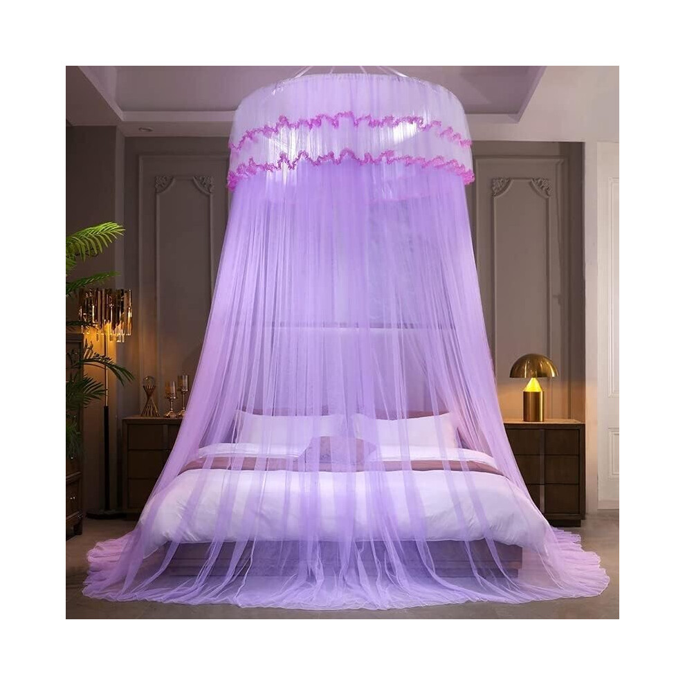 Mosquito Net Round Dome Bed Canopy Lace Netting Curtain For Indoor Decorative Fly Insect Protection