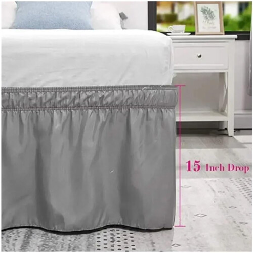 Elastic bed skirt with ruffles, soft, comfortable, wraparound, lightfast (brown, double bed) 2
