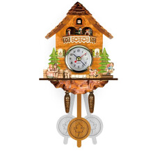 Cuckoo Clock Wooden Vintage Traditional Style Silent Handcrafted Tree House Decor For Kids Bedroom 136x216x55mm