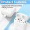 Θήκη γρήγορης φόρτισης για AirPods4, Για AirPods4ης γενιάς φορτιστής αντικατάστασης με 3