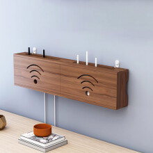 Walnut WiFi Router Storage Box Hidden Wall Shelf Solid Wood Power Supply with Light Cable Management Hub 80cm Router Concealment Solution Walnut 80 cm