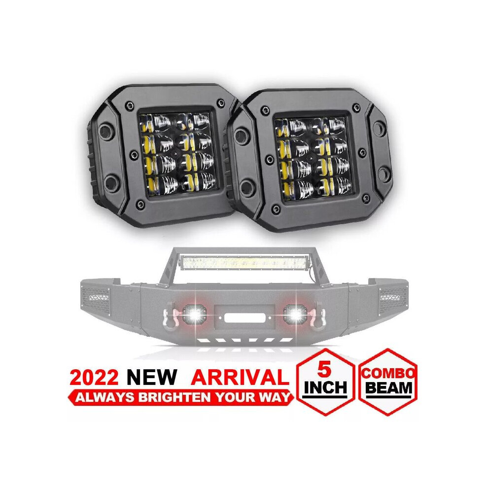 Super Bright Led Pods, Flush Mount Spot Beam 5 Inch Waterproof Lights W/ Superior Shockproof Design, Built To Last Cool 4 Trucks Suvs White/Light 9139052750005