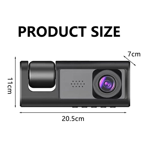 Système DVR pour voiture avec technologie à triple objectif, vision nocturne améliorée grâce à 4 lampes infrarouges, enregistrement en boucle 1