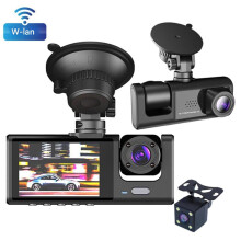 Dreikanal-Dashcam, Front- und Rückkamera mit 170-Weitwinkel und Nachtsicht, 1080p Full HD-Loop-Aufnahme, Parküberwachung, integriertes WLAN,