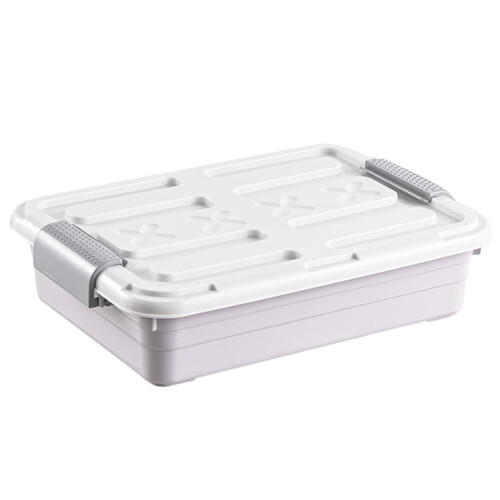 Waterproof underbed storage box, rolling, spacesaving, large capacity, gray