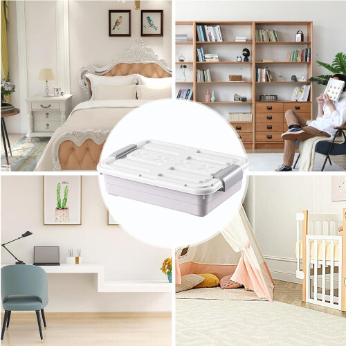 Waterproof underbed storage box, rolling, spacesaving, large capacity, gray 2