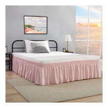 Bed skirts with ruffles for queensize beds, 38.1 cm long, adjustable, elastic (Nordic PPink)