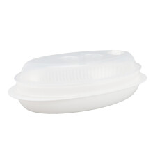 Microwave Steamed Fish Plate Food Grade PP With Convenient Lid Microwavable Fish Container For Steaming Microwave Safe
