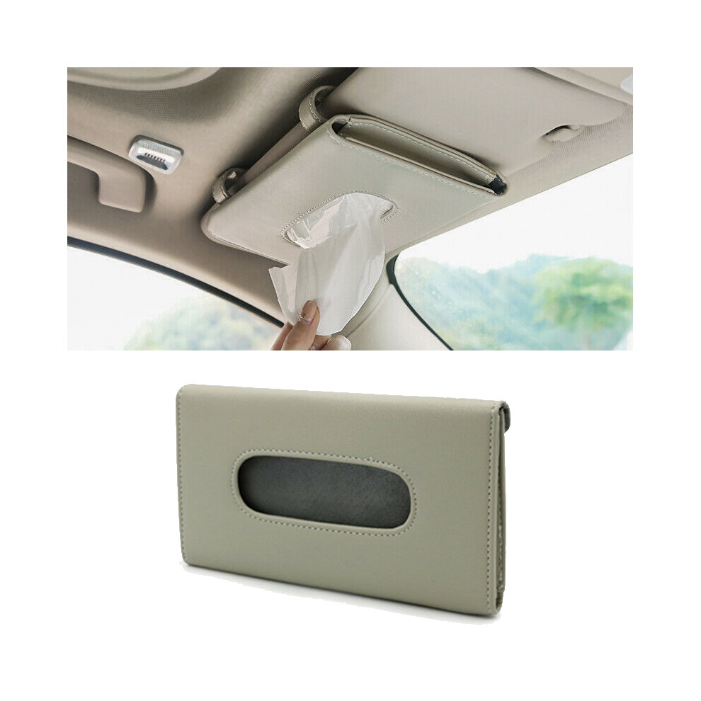 Car Visor Tissue Holder W/ Pu Leather Tissue Box, Sun Visor Tissue Holder 4 Easy Access, Convenient Reusable Car Napkin Case 4 Organized Driving 9139052761087