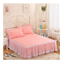 Rosa Spitze Lotusblatt Spitze Bedspread Princess Style Solid Color Duvet Cover Bed Cover NonSlip Sheet Without Pillowcase (05, 180 x 220 cm 1 Piece)