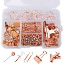 Efficiënte organizer voor kantoorartikelen, roségouden design, paperclips en punaises, duurzame constructie van roestvrij staal, herbruikbaar en