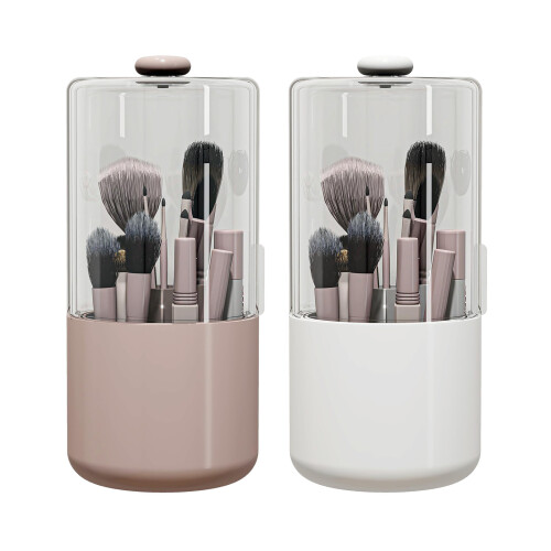 360 Degree Rotating Multi Compartment Makeup-Milk apricot white 2