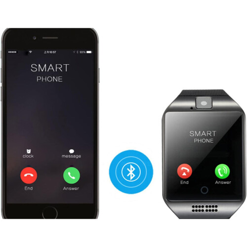 Full Touch Screen Android Smartwatch With SIM Card Slot Pedometer Camera FitnessTracker Silver Black 1