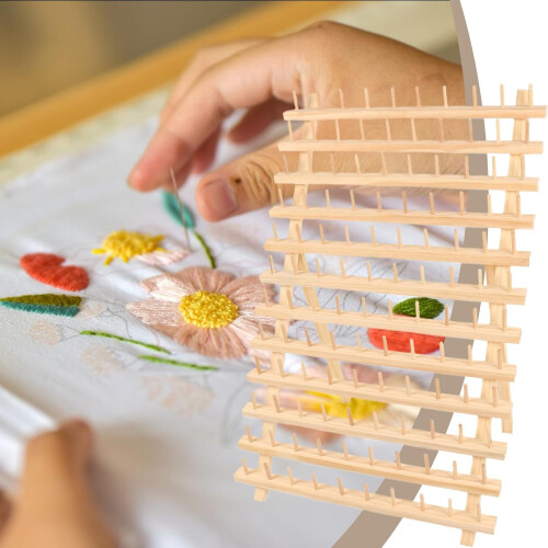 Thread Spool Organizer, Thread Rack, Large Capacity Wooden Thread Holder, Multipurpose Desktop Table Display Stand Shelf with 80 Spindles B 1