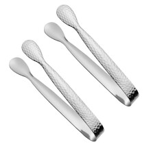 Stainless Steel Ice Tongs 2Piece Compact Ice Serving For Home Parties Adjustable Grip